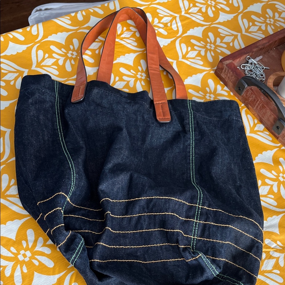 GAP Denim and Tan Shoulder Bag